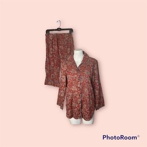 Ich Cha pajama set Small petite Capri crop long sleeve top small NWT